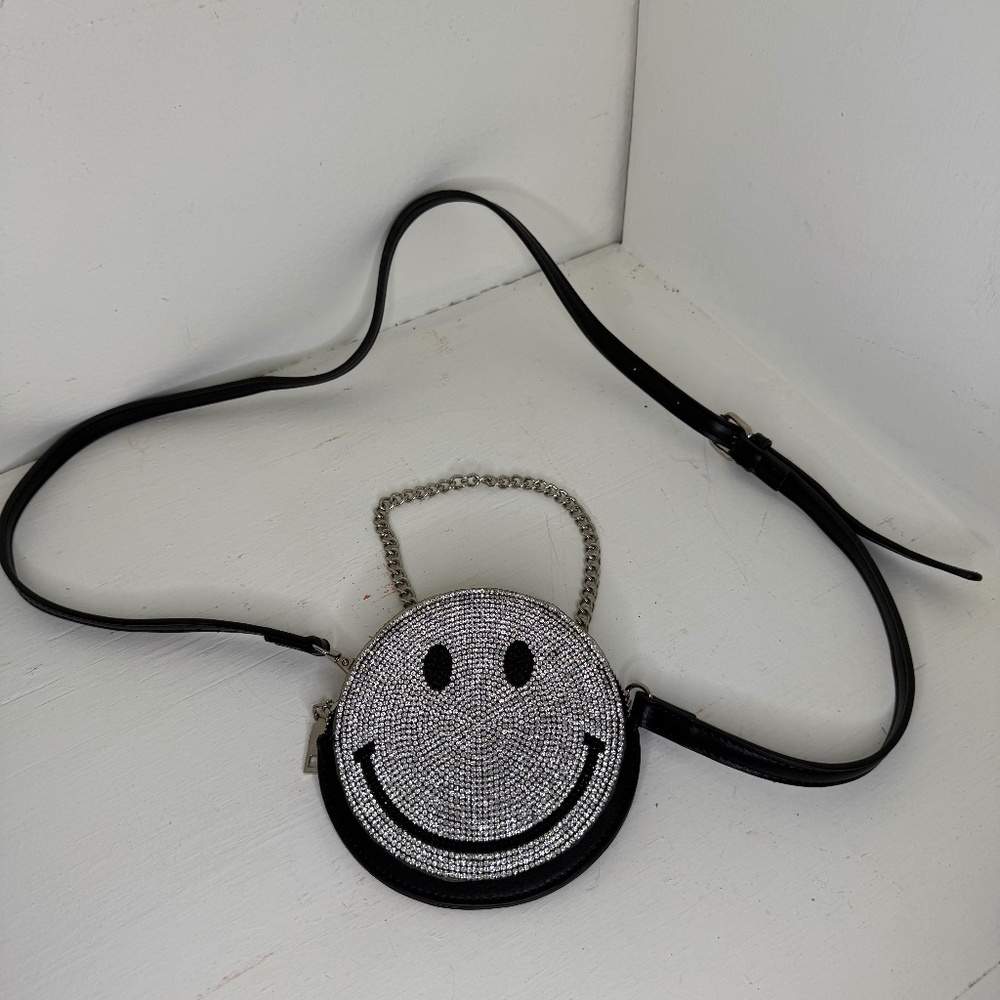 Smiley Face Bedazzled Over the Shoulder Bag